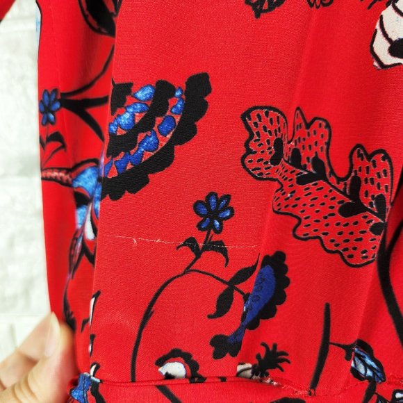 Shoshanna Red Floral Silk Dress Size 8 - Picture 12 of 12